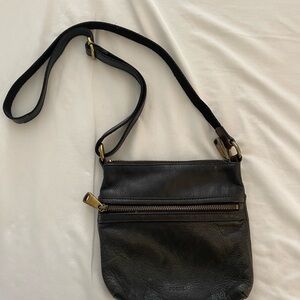 Fossil Dark Leather Crossbody Bag